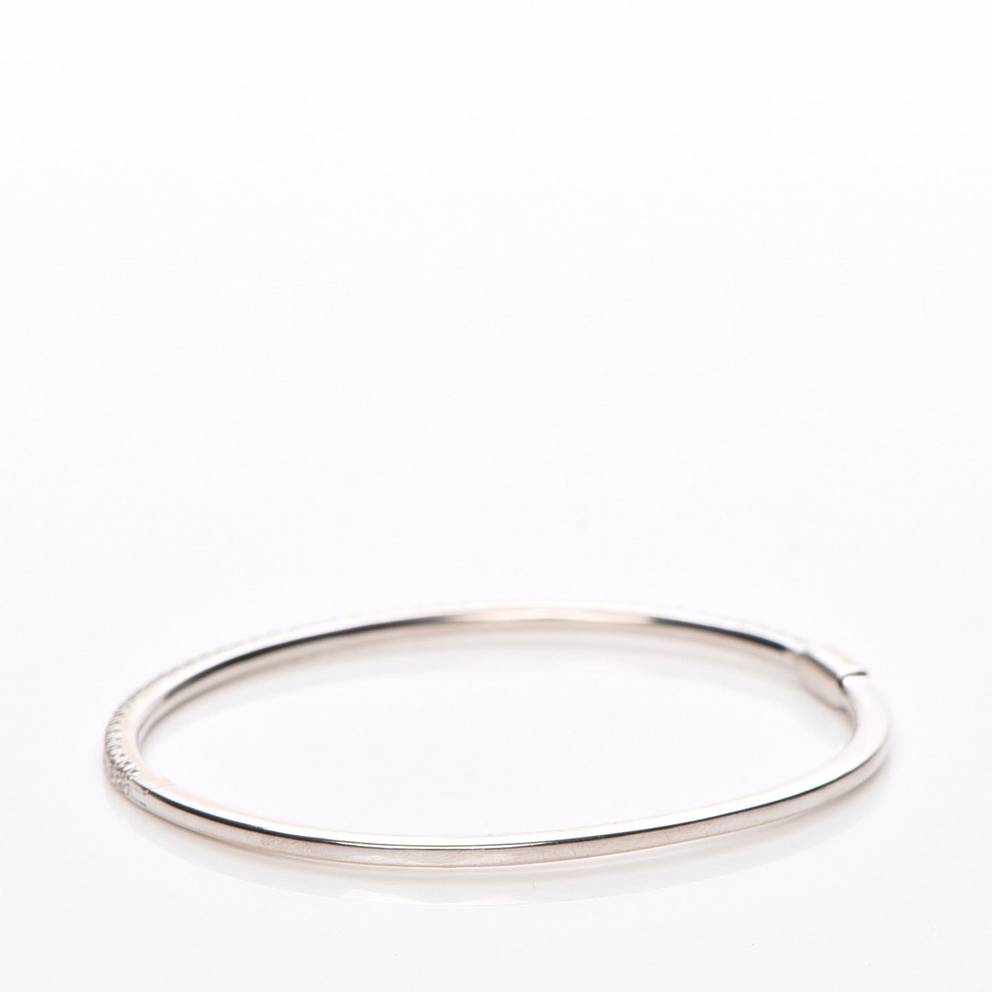 18K White Gold Diamond Metro Hinged Bangle Small