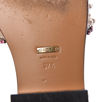 Gucci Calfskin Pearl Lupe 20mm Guccy Jeweled Slide Sandals 37.5 Multicolor 6 of 7