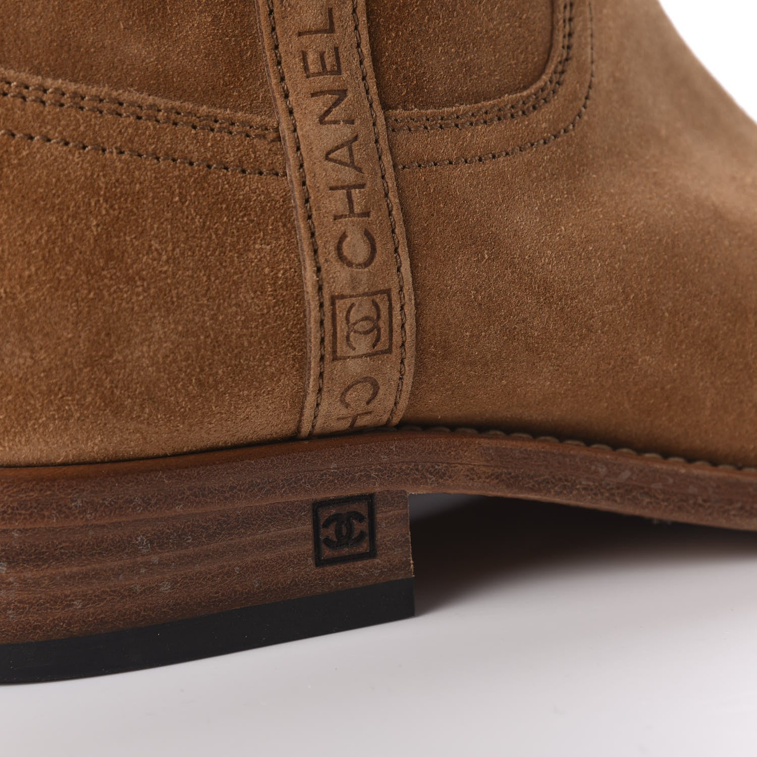Chanel Suede Logo Boots 40.5 Camel 6 of 10