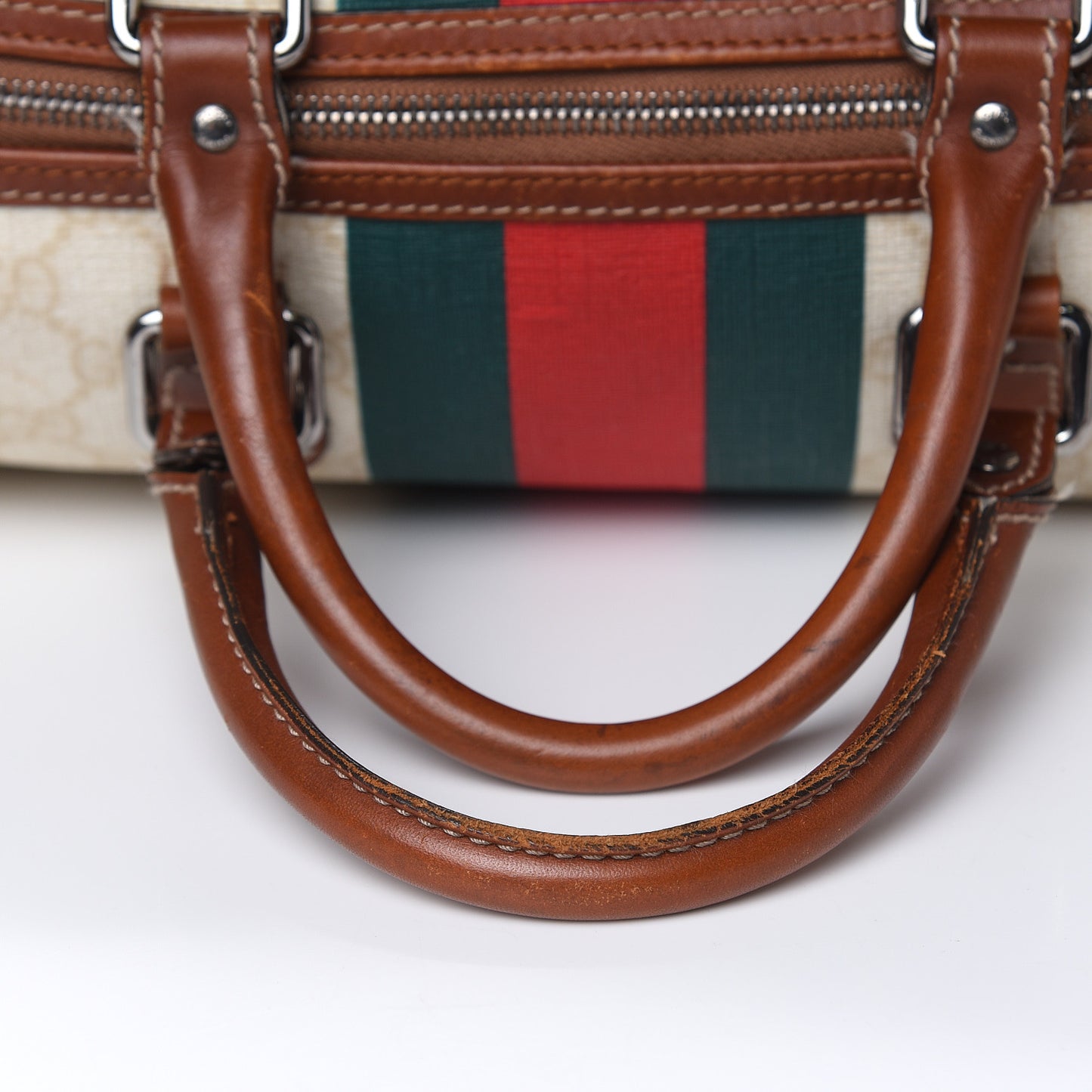 GG Plus Monogram Web Stripe Large Carry On Duffle Tan