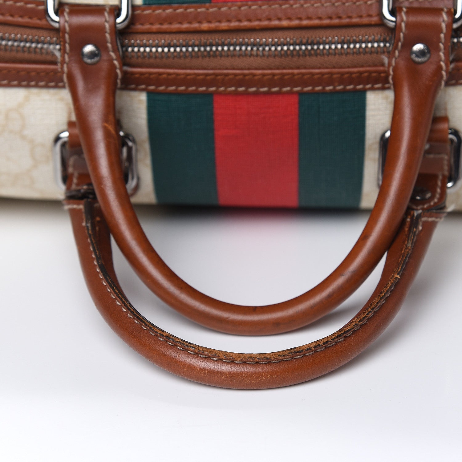 Gucci GG Plus Monogram Web Stripe Large Carry On Duffle Tan 15 of 18