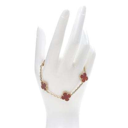 Van Cleef & Arpels 18K Yellow Gold Carnelian 5 Motifs Vintage Alhambra Bracelet 2 of 6