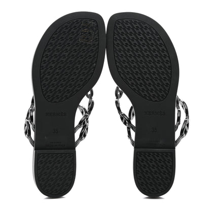 Hermes Rubber Chaine d'Ancre Island Sandals 35 Black 5 of 7
