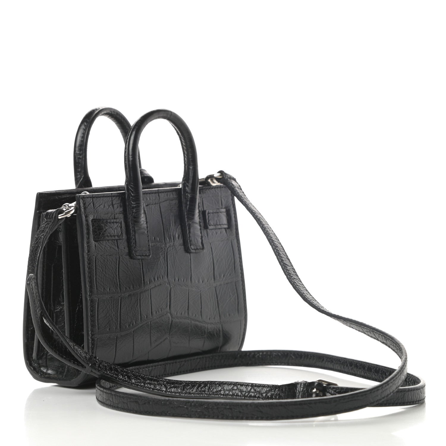 Saint Laurent Calfskin Crocodile Embossed Toy Sac De Jour Black 3 of 11