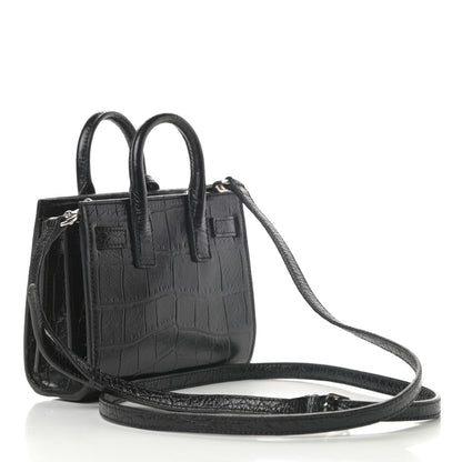 Saint Laurent Calfskin Crocodile Embossed Toy Sac De Jour Black 3 of 11