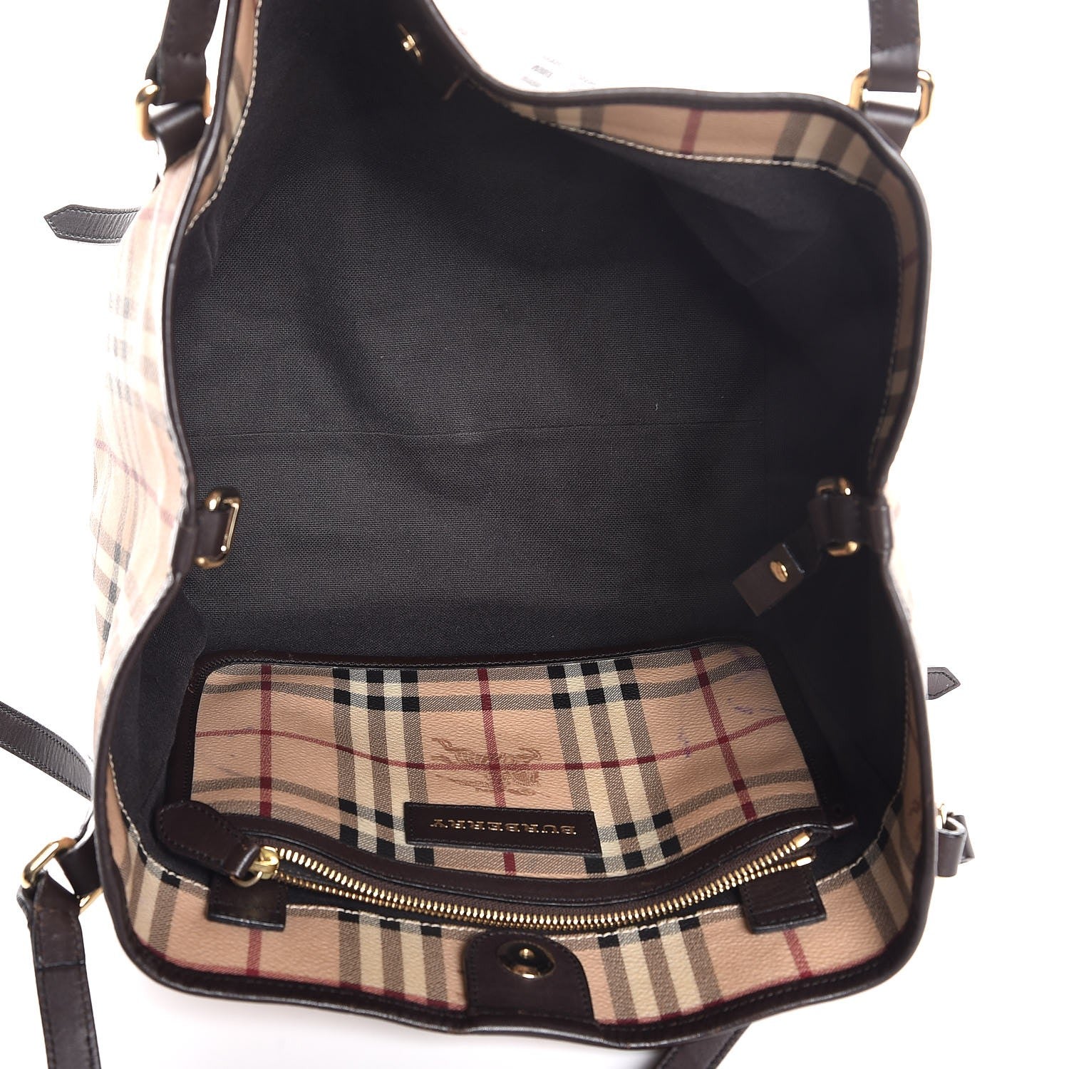 Burberry Haymarket Check Small Canterbury Tote Chocolate 5 of 14
