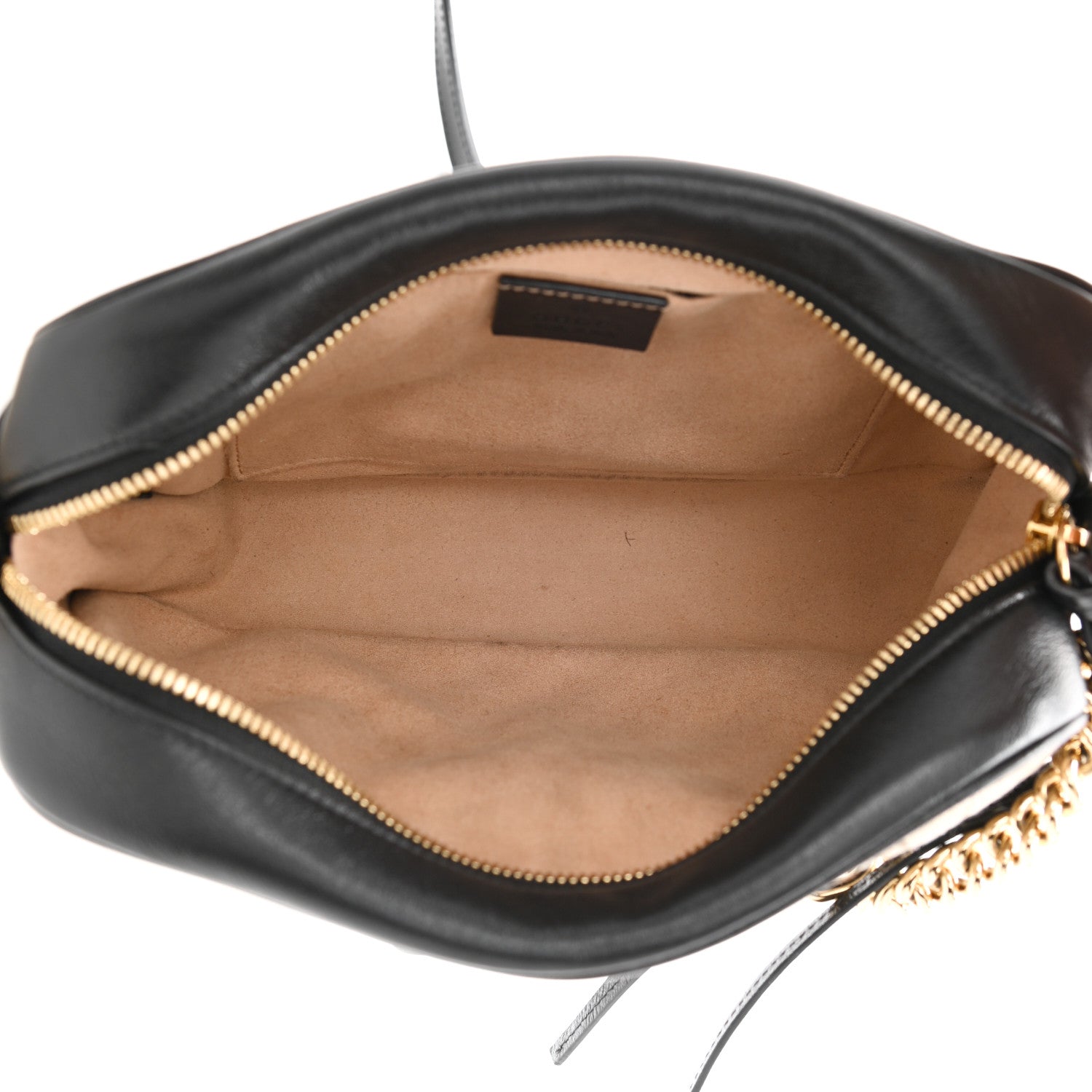 Gucci Monogram Matelasse Diagonal Small GG Marmont Chain Shoulder Bag Beige Black 4 of 7