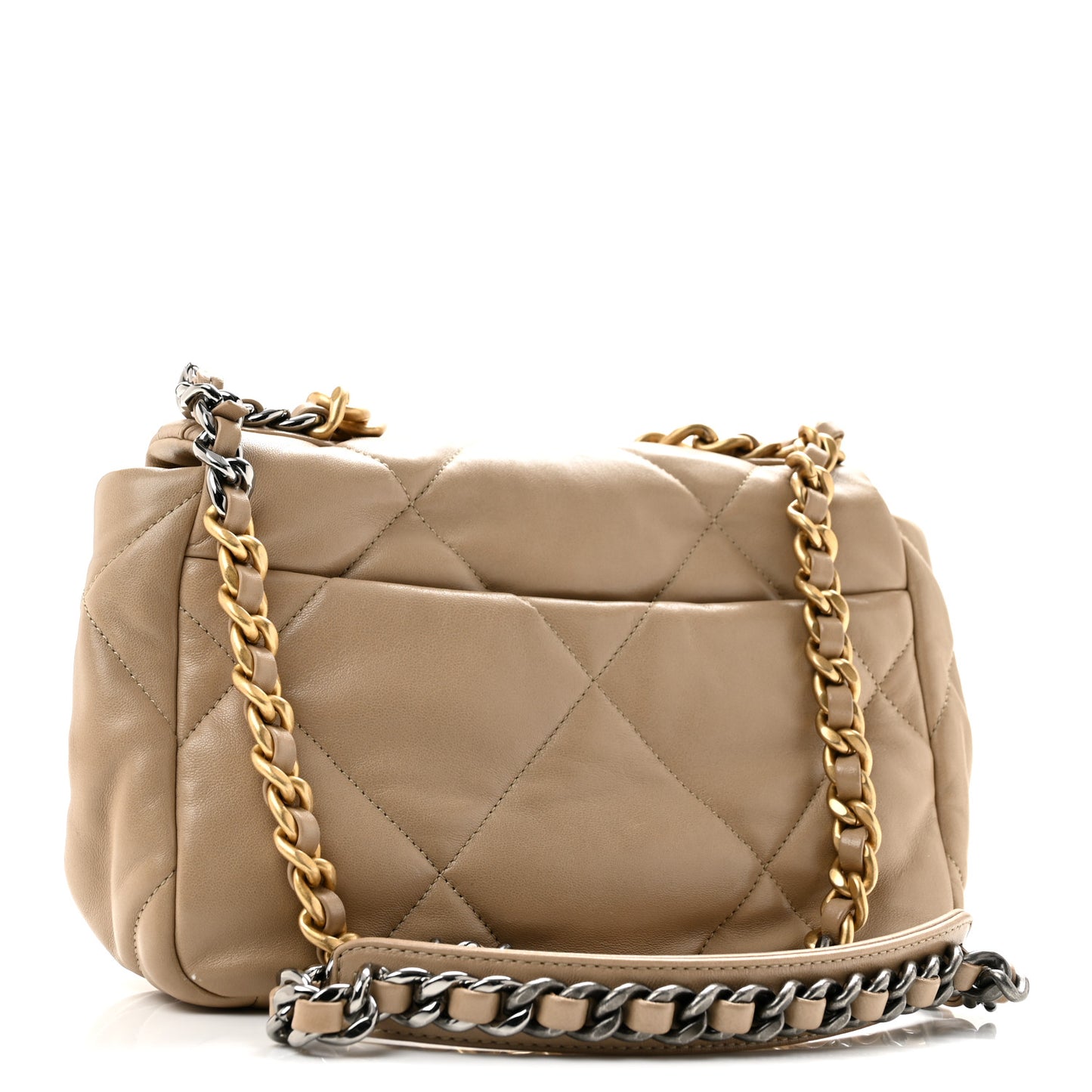 Lambskin Quilted Medium Chanel 19 Flap Dark Beige