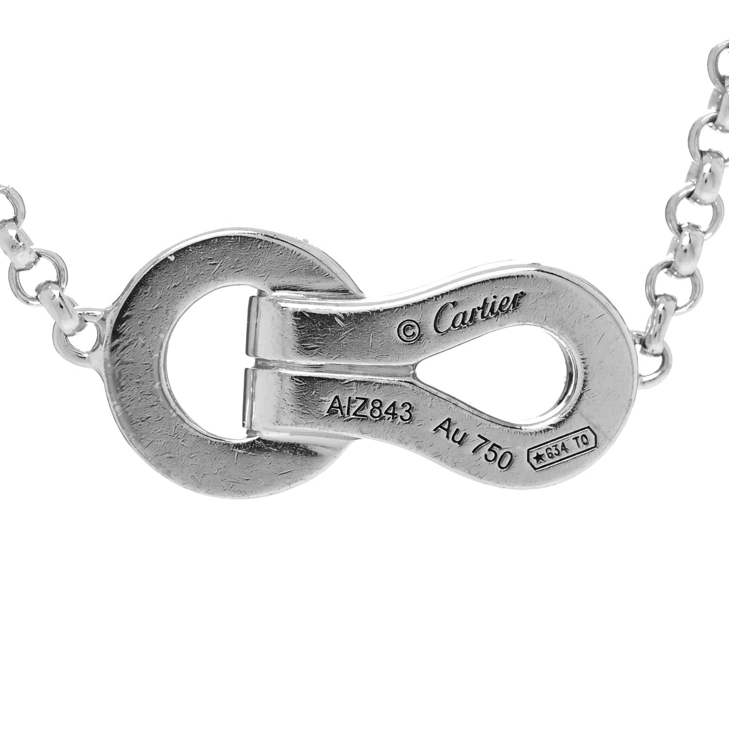 Cartier 18K White Gold Diamond Agrafe Paved Pendant Necklace 5 of 5