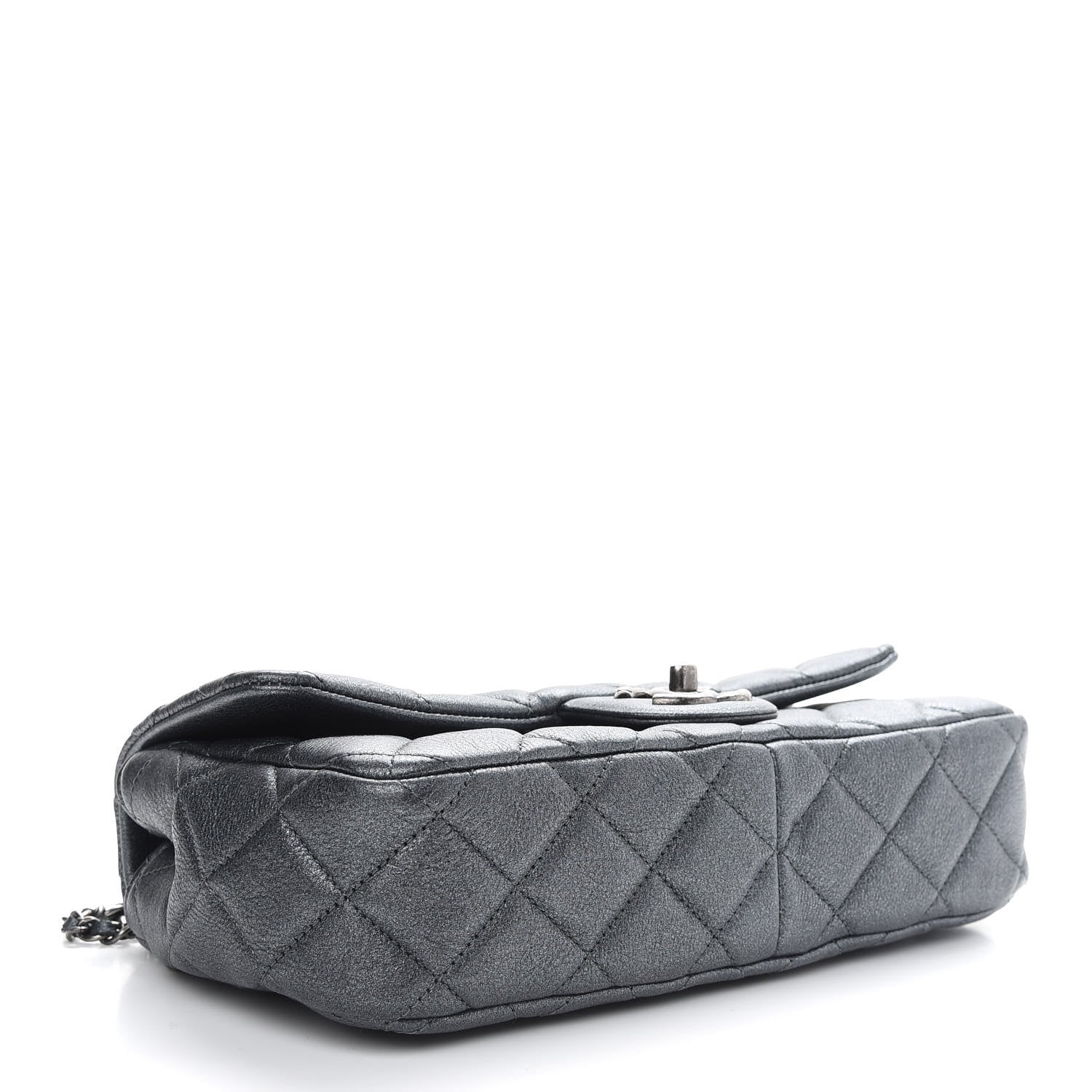 Chanel Metallic Calfskin Quilted Medium CC Eyelet Flap Dark Silver 3 of 8