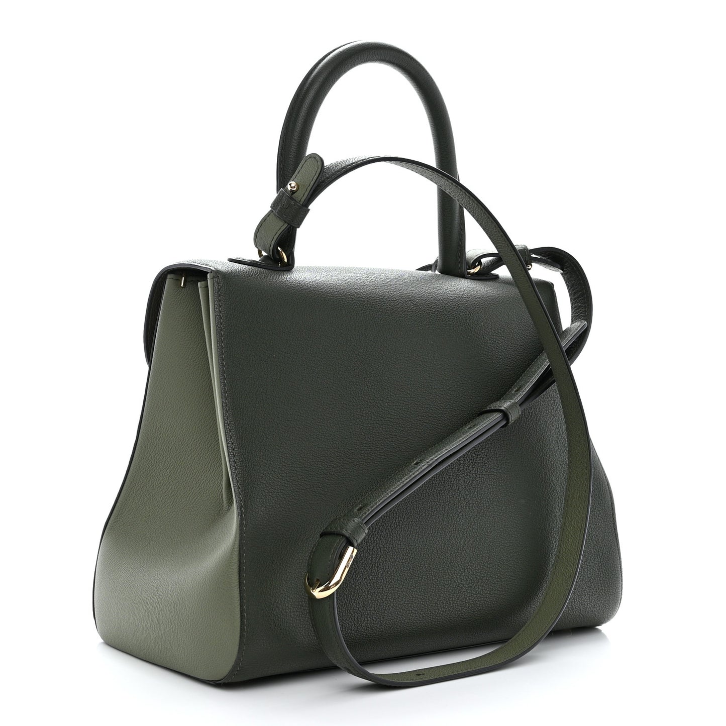 Grained Calfskin Bi-Color Brillant MM Satchel Kaki
