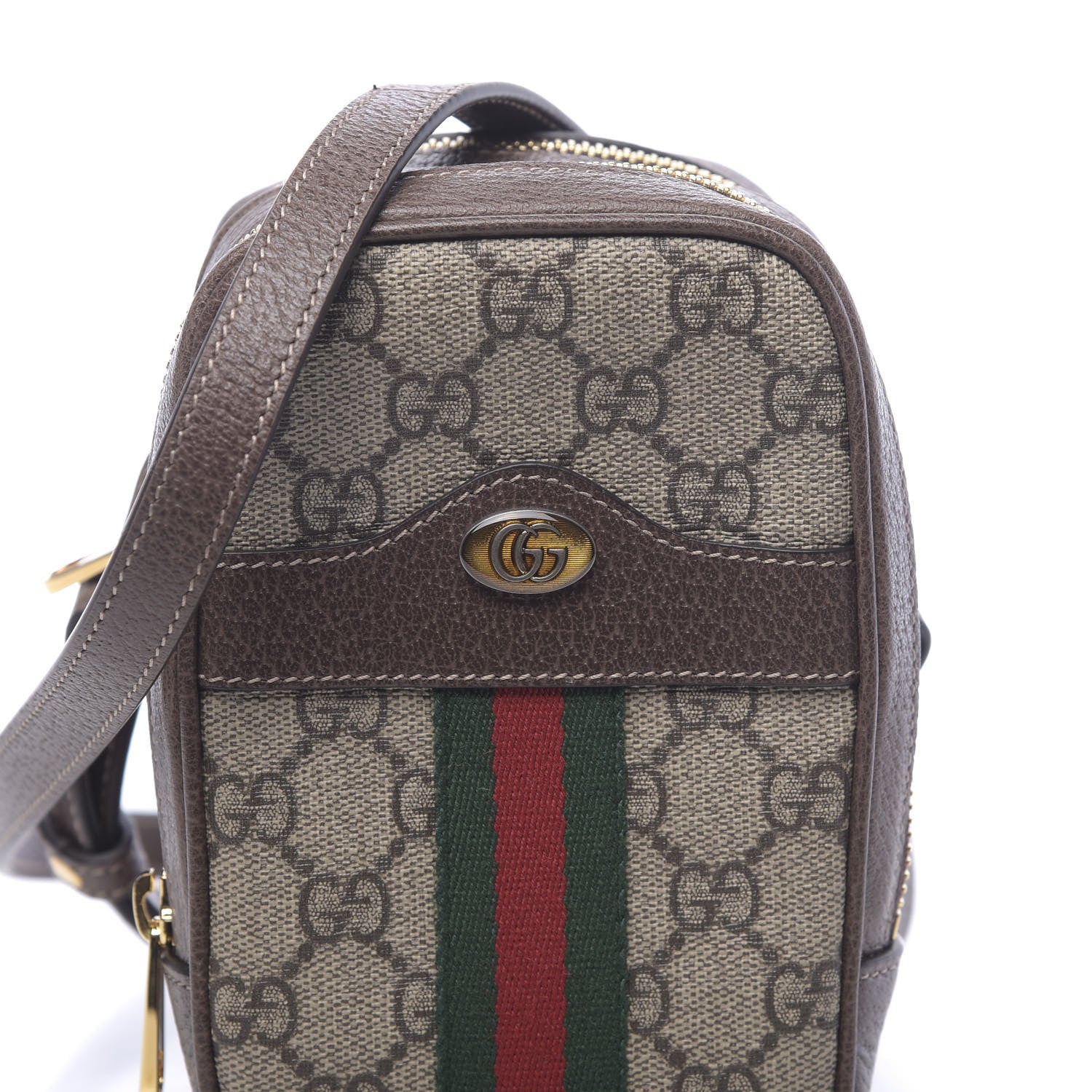 Gucci GG Supreme Monogram Web Mini Ophidia Double Zip Crossbody Bag Beige New Acero 9 of 11