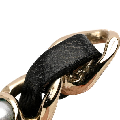 Chanel Lambskin Pearl More Is More CC Chain Hoop Earrings Gold Black 6 of 9