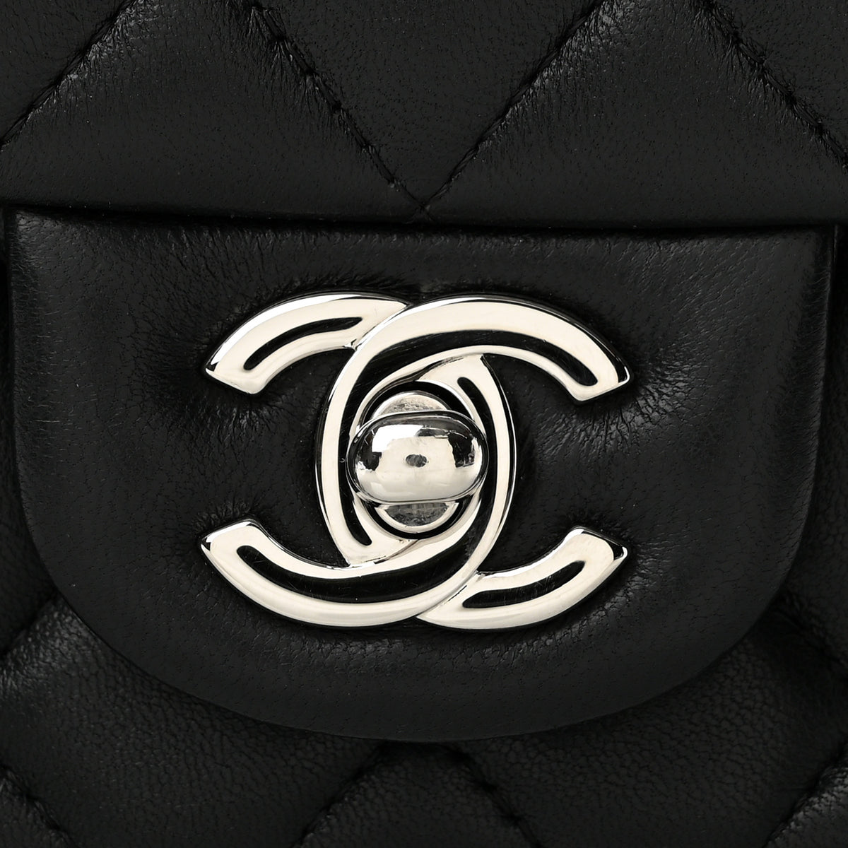 Lambskin Quilted Mini Square Flap Black