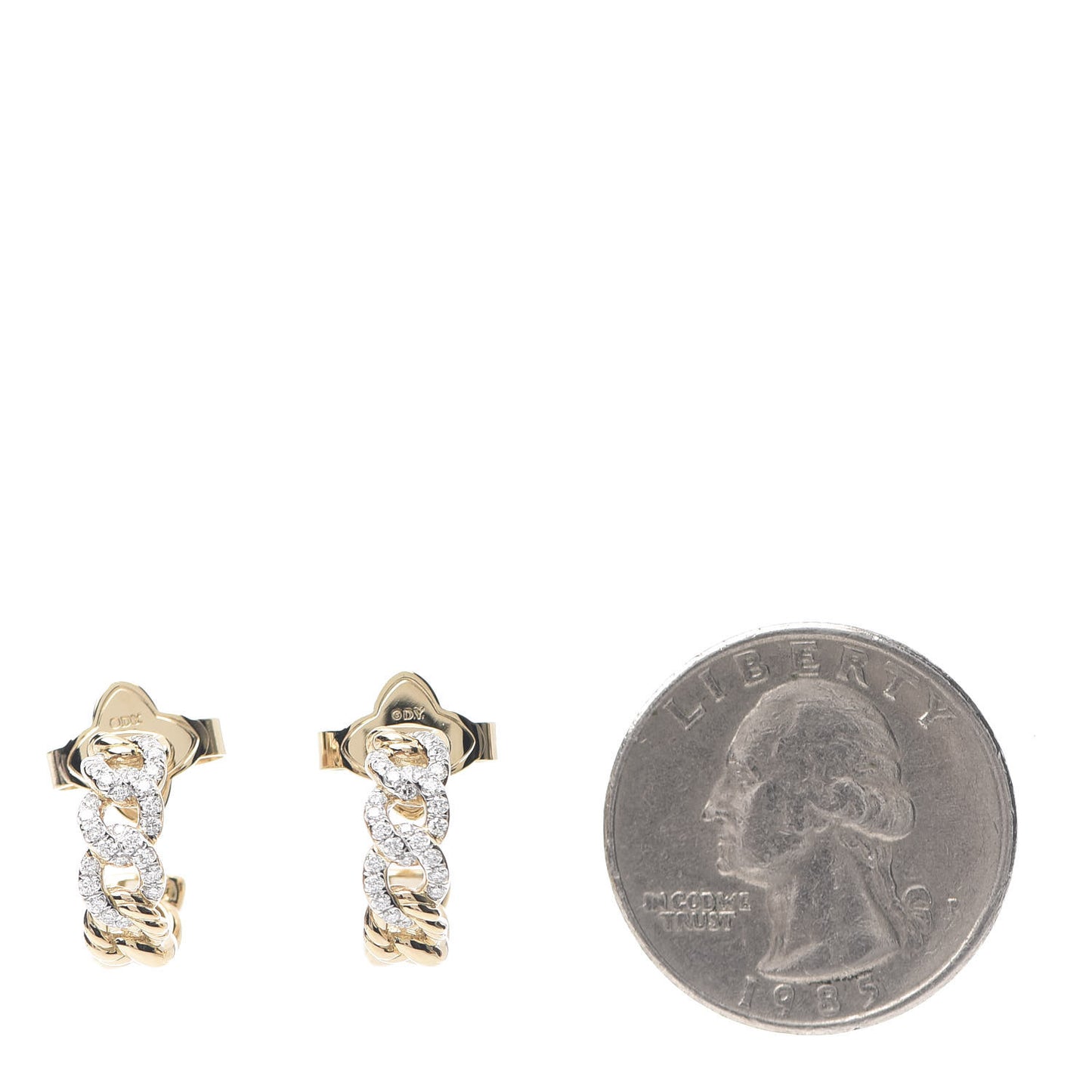18K Yellow Gold Diamond Small Belmont Curb Link Hoop Earrings