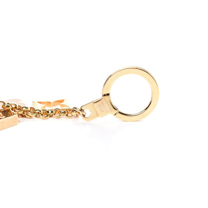 Louis Vuitton Brass Enamel Fleur De Monogram Bag Charm Chain Gold 3 of 4