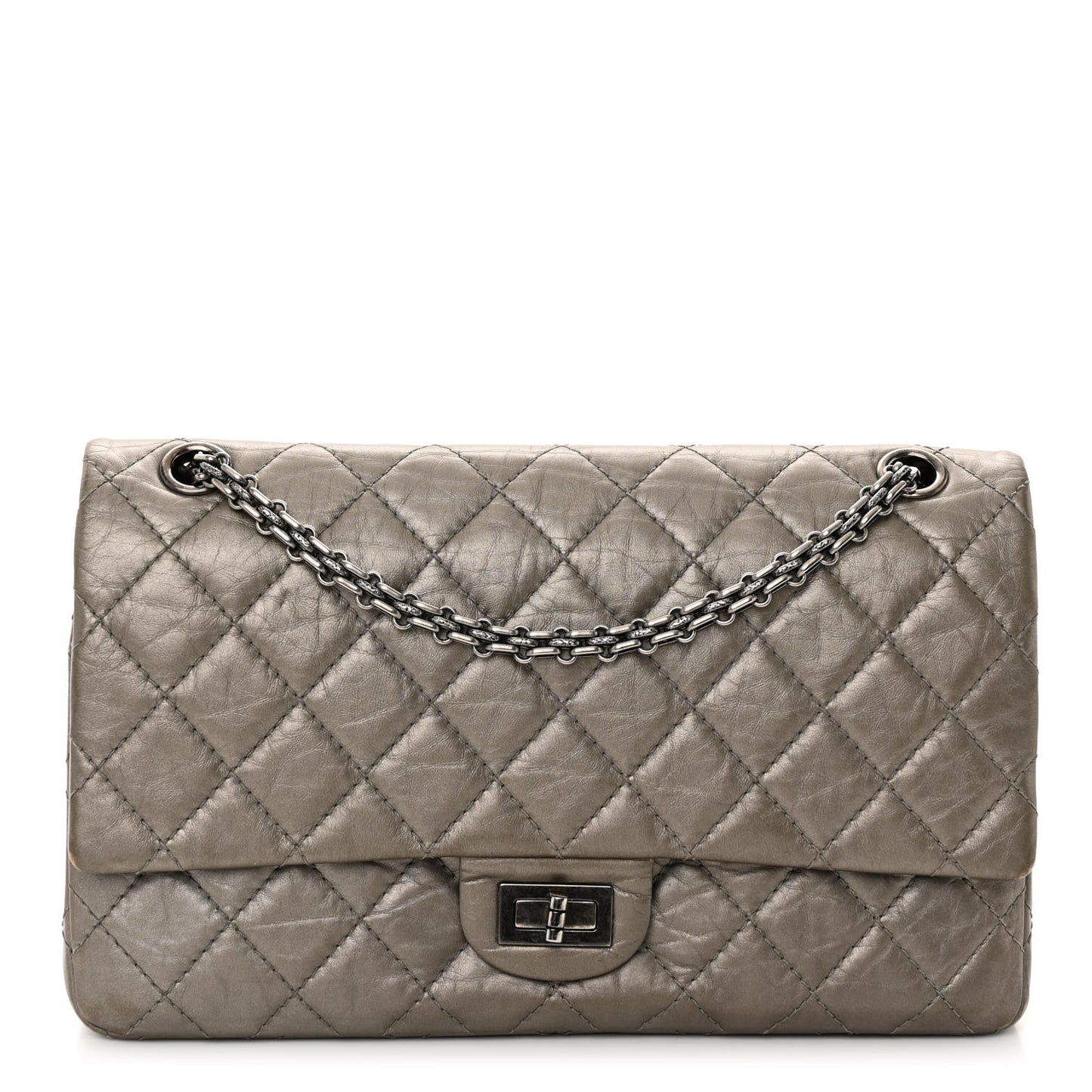 Metallic Aged Calfskin Quilted 2.55 Reissue 226 Flap Pewter