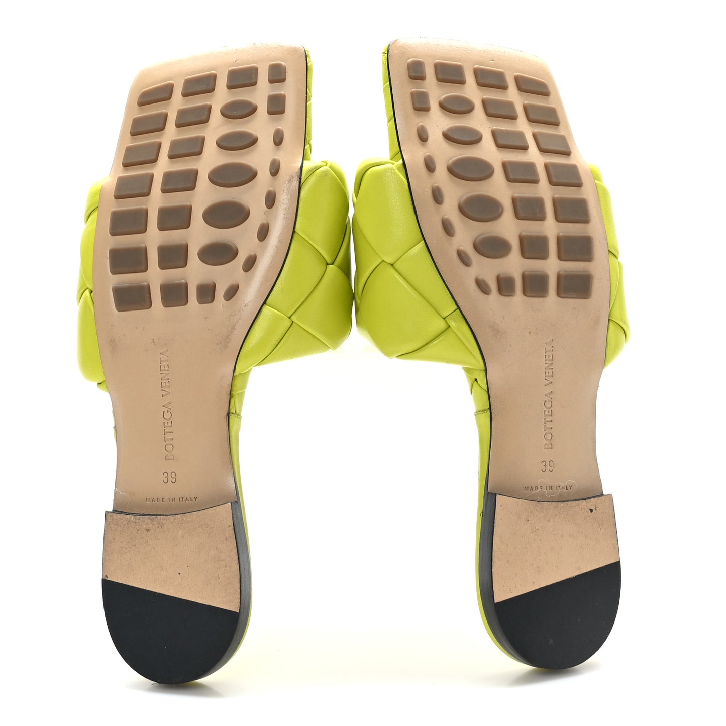 Nappa Maxi Intrecciato Lido Flat Sandals 39 Kiwi