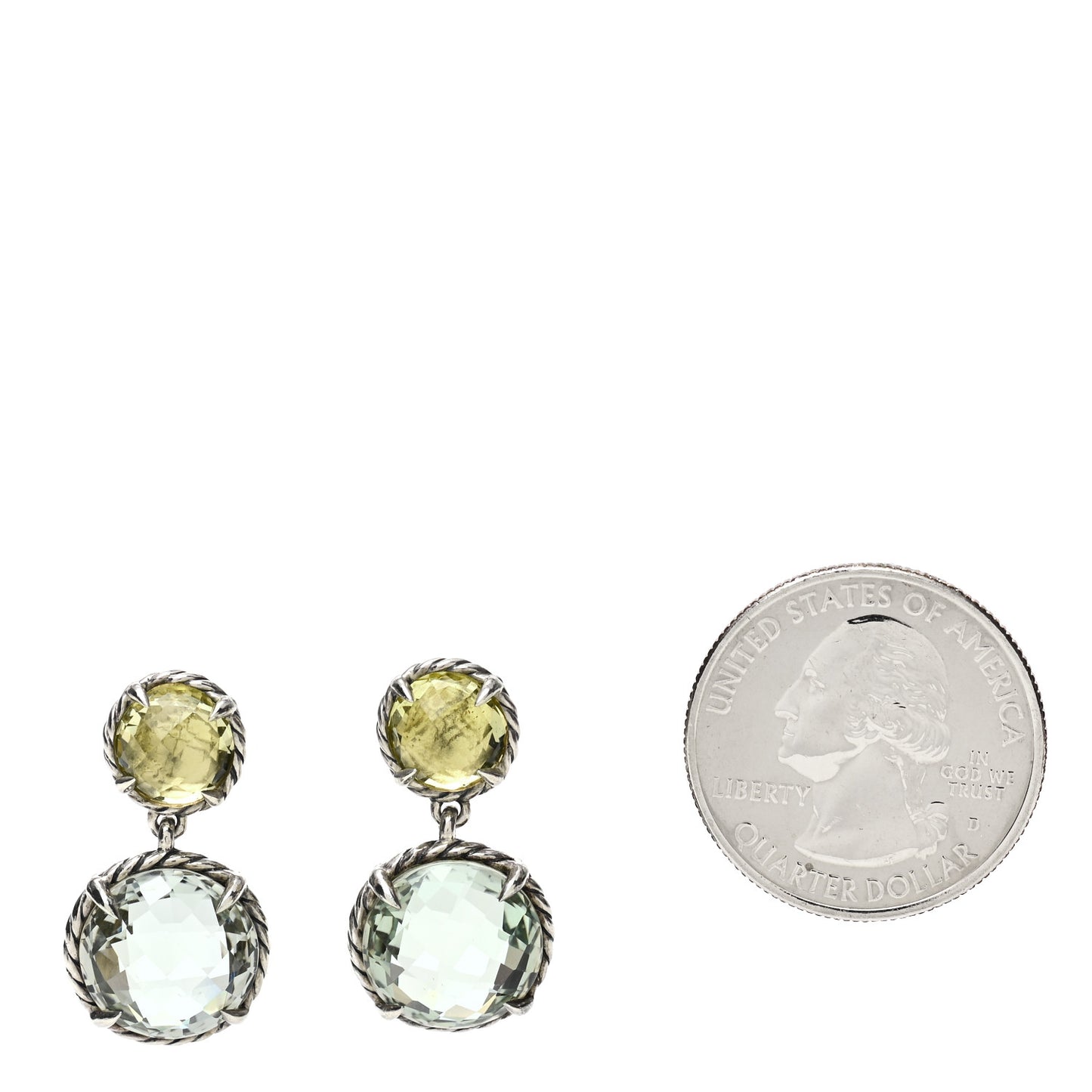 Sterling Silver Lemon Citrine Prasiolite Chatelaine Drop Earrings