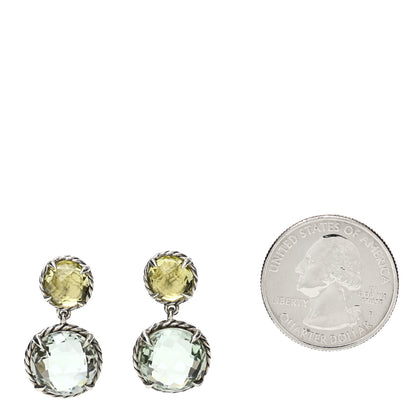 David Yurman Sterling Silver Lemon Citrine Prasiolite Chatelaine Drop Earrings 2 of 5