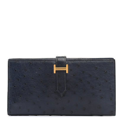 Hermes Ostrich Bearn Wallet Bleu Saphir 1 of 13