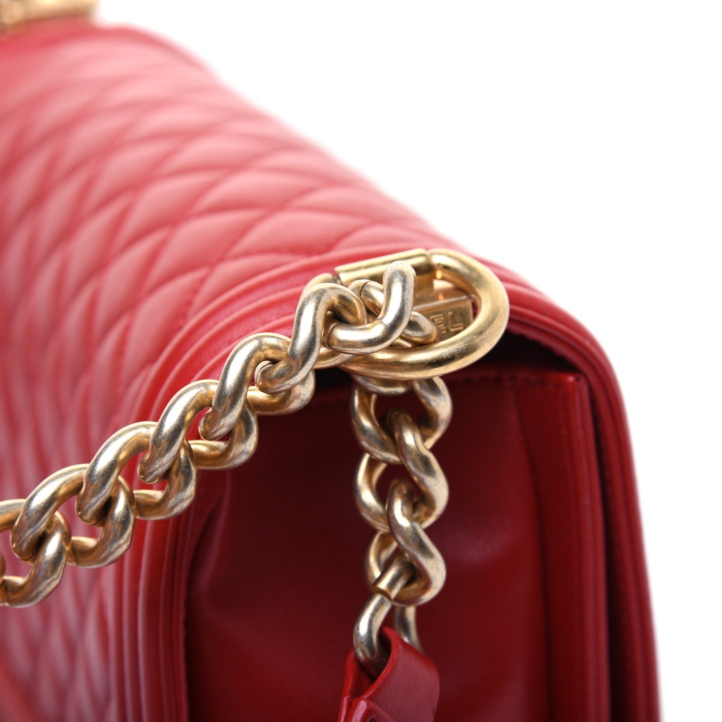 Lambskin Quilted Medium Boy Flap Red