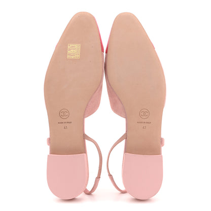 Chanel Suede Cap Toe CC Coco Slingback Pumps 41 Light Pink Coral 6 of 11