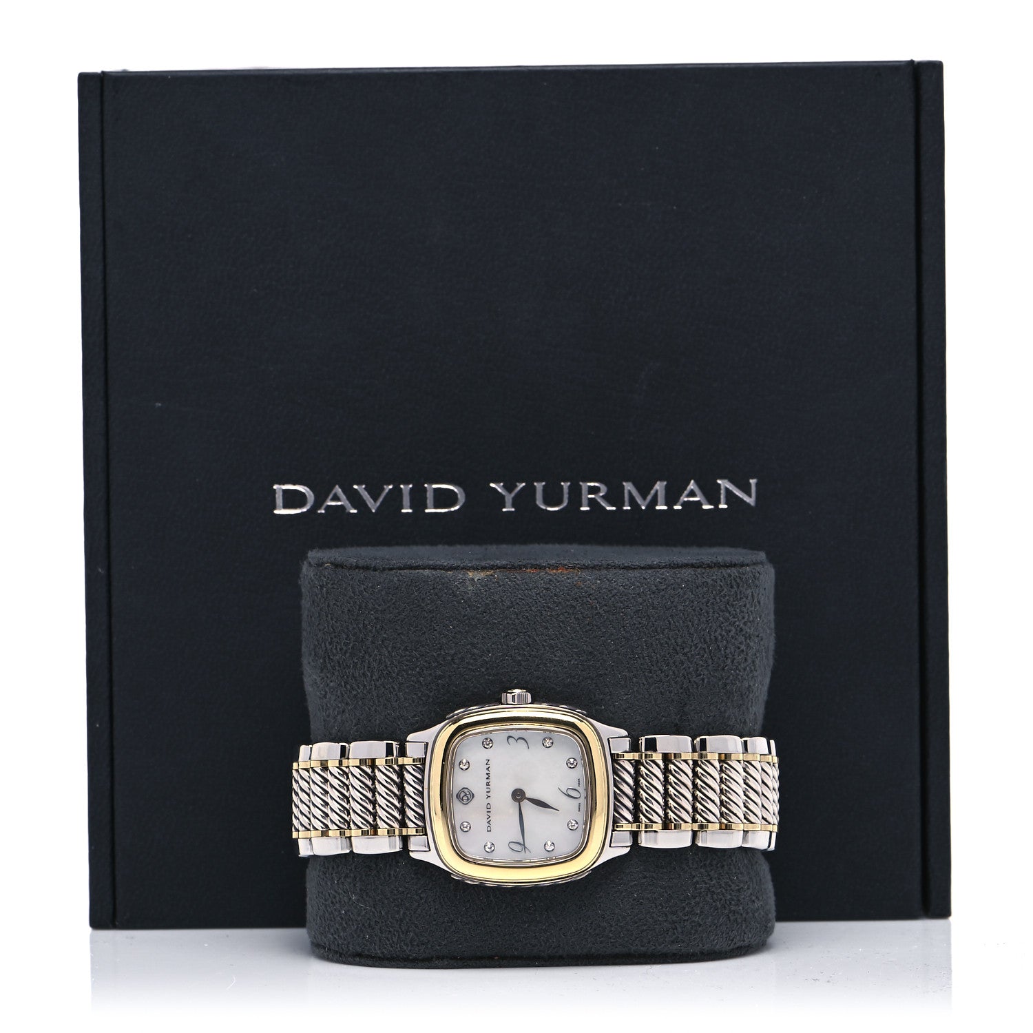 David Yurman Stainless Steel 18K Yellow Gold Diamond Mother of Pearl 25mm Thoroughbred Quartz Watch 5 of 5