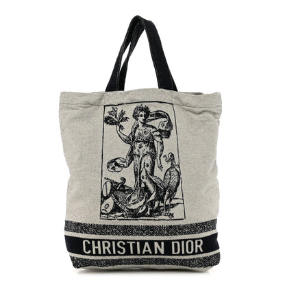 Christian Dior Canvas Print Cruise Tote Ivory Black 1 of 9