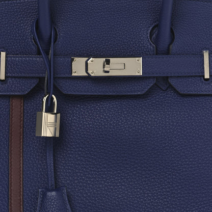 Hermes Togo Swift Officier Birkin 30 Bleu Encre Rouge H 8 of 12
