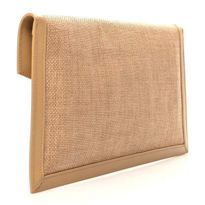 Saint Laurent Micro Raffia Uptown Pouch Natural Hay Blush 3 of 10
