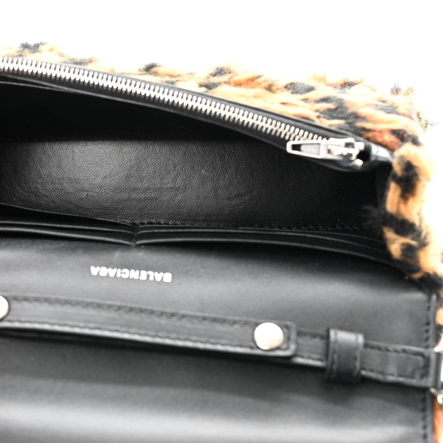 Balenciaga Fleece Leopard Print Hourglass Chain Bag Brown 5 of 11
