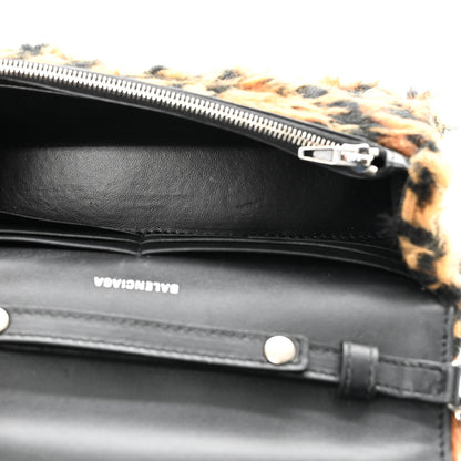 Balenciaga Fleece Leopard Print Hourglass Chain Bag Brown 5 of 11