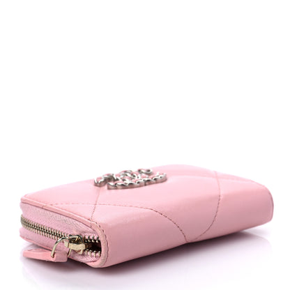 Chanel Lambskin Quilted Chanel 19 Zip Around Coin Purse Wallet Pink 4 of 9