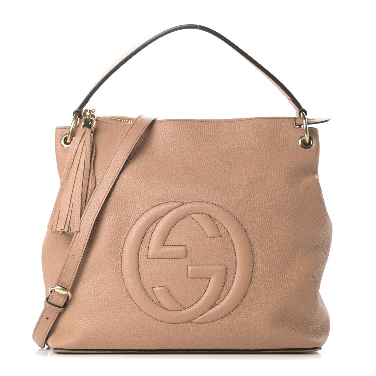 Gucci Pebbled Calfskin Large Soho Hobo Camelia 1 of 12