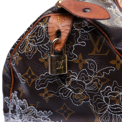 Louis Vuitton Monogram Dentelle Speedy 30 Silver 14 of 17