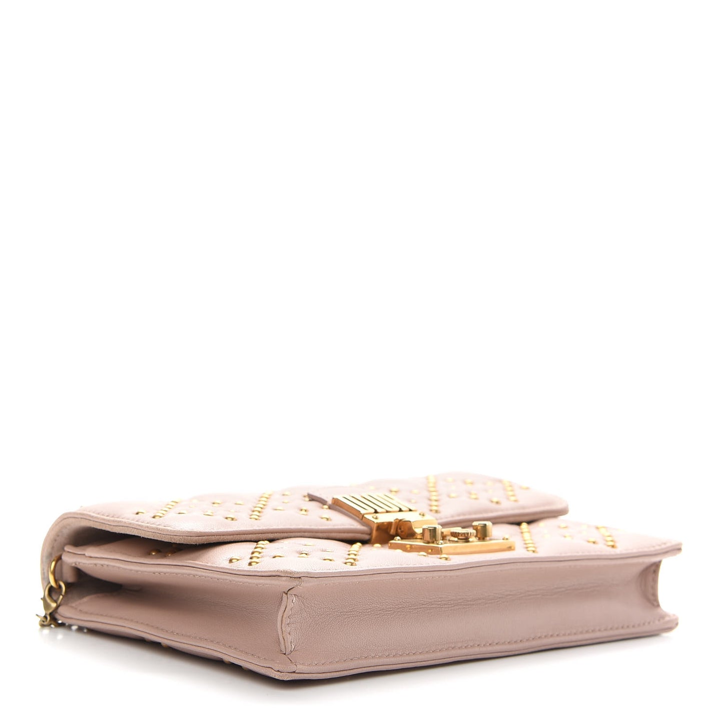 Lambskin Cannage Studded Dioraddict Wallet on Chain Clutch Nude