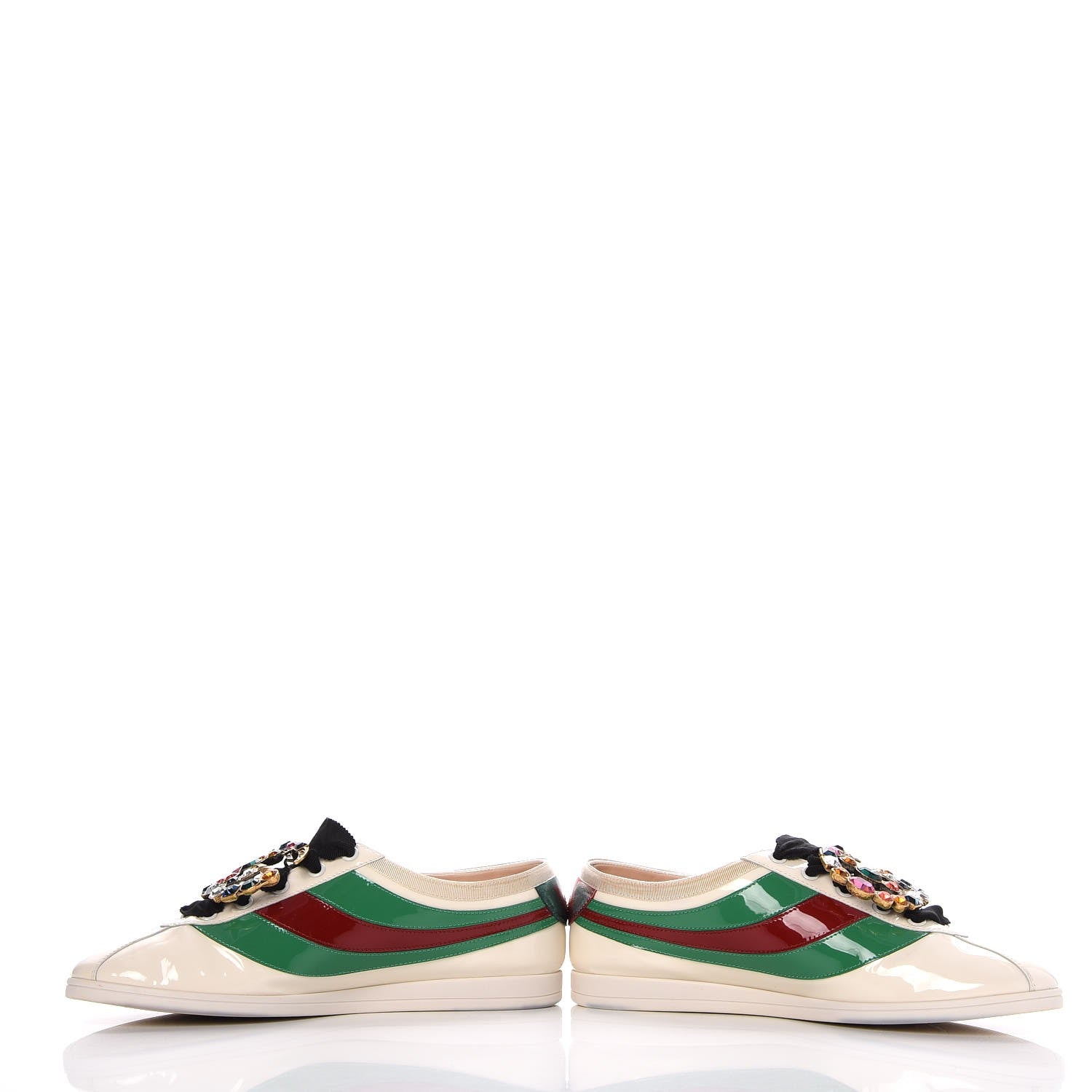 Gucci Patent Crystal Web GG Womens Falacer Sneakers 39 Mystic White New Shamarock Red 6 of 18