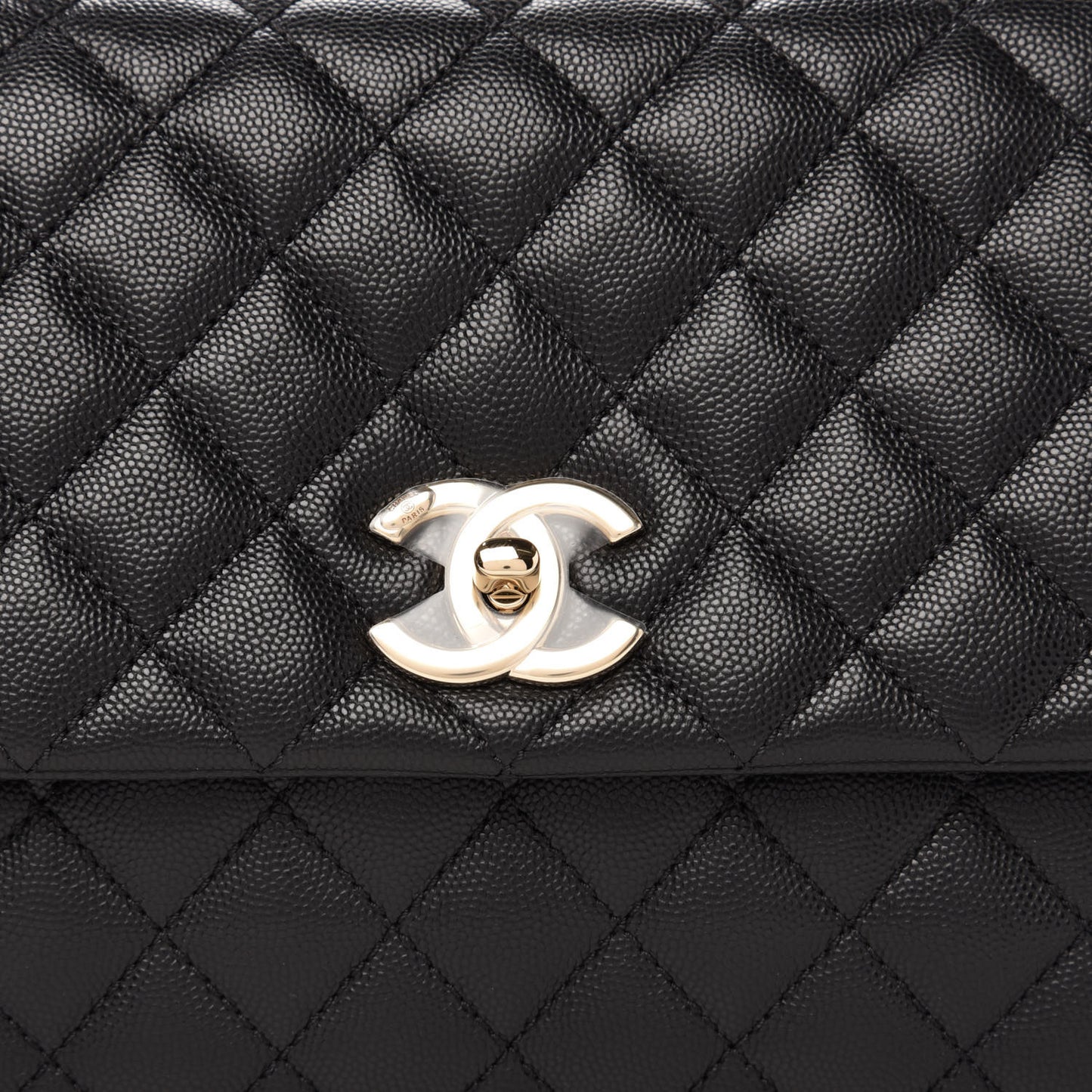 Caviar Quilted Small Coco Handle Flap Black