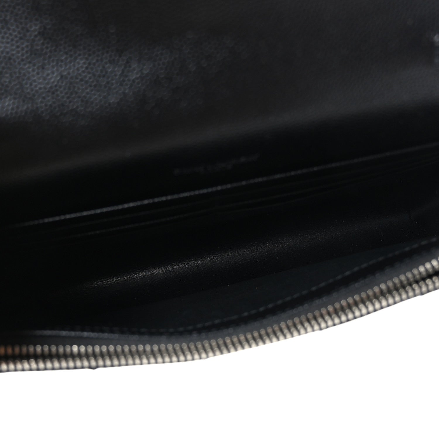 Saint Laurent Grain De Poudre Matelasse Chevron Monogram Envelope Chain Wallet Black 5 of 8