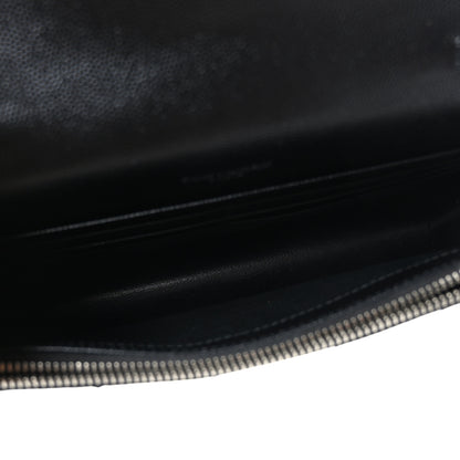 Saint Laurent Grain De Poudre Matelasse Chevron Monogram Envelope Chain Wallet Black 5 of 8