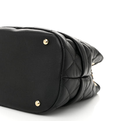 Chanel Caviar Quilted Rolled Up Bucket Drawstring Bag Black 10 of 11