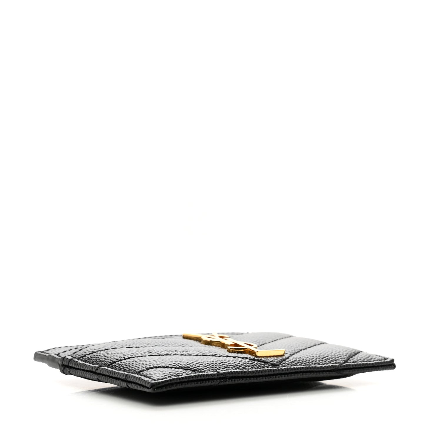 Grain De Poudre Matelasse Chevron Monogram Credit Card Case Black