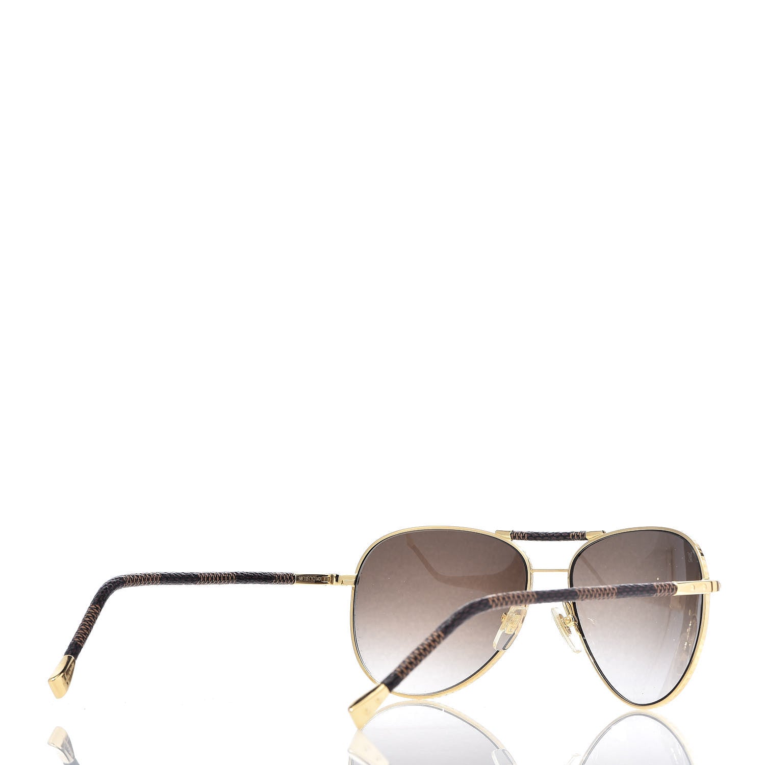 Louis Vuitton Damier Ebene Conspiration Pilote Aviator Sunglasses Z0202U Gold 4 of 9