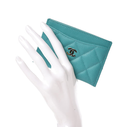 Chanel Caviar Quilted Card Holder Turquoise 2 of 9