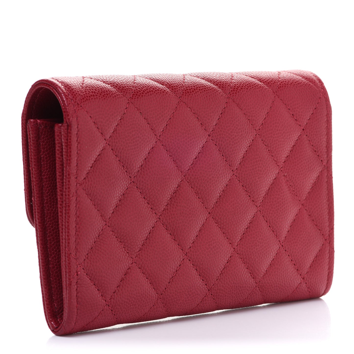Caviar Quilted Medium Flap Wallet Dark Pink