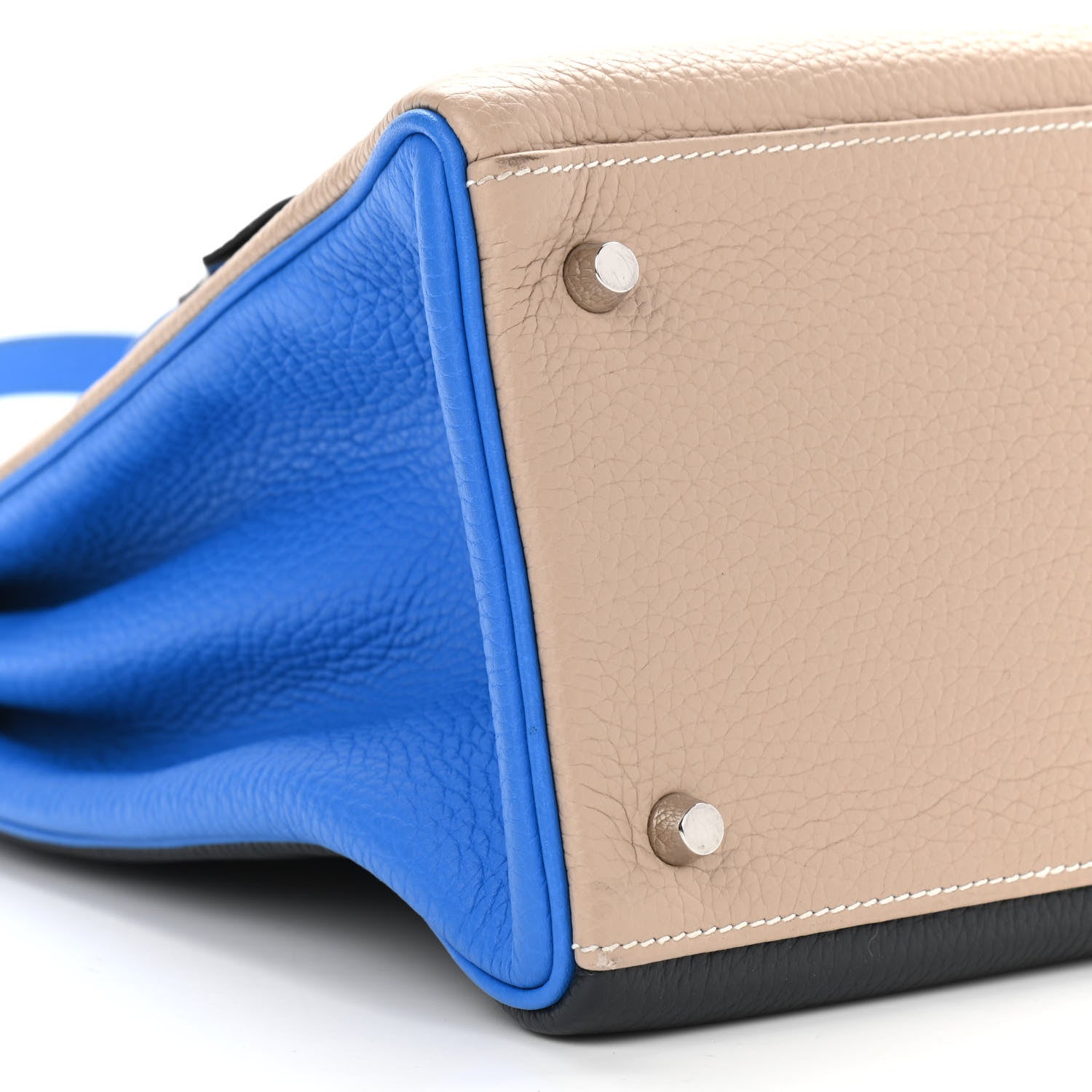Hermes Taurillon Clemence Horseshoe Tri Color Kelly Retourne 40 Bleu Ocean Argile Bleu Hydra 9 of 13