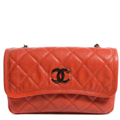 Chanel Grained Calfskin Small Natural Beauty Flap Dark Orange 1 of 8