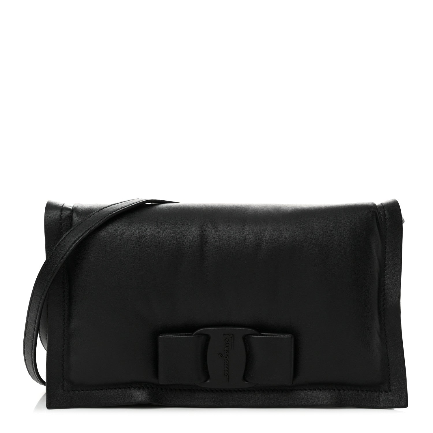 Salvatore Ferragamo Calfskin Mini Viva Bow Shoulder Bag Black 1 of 14