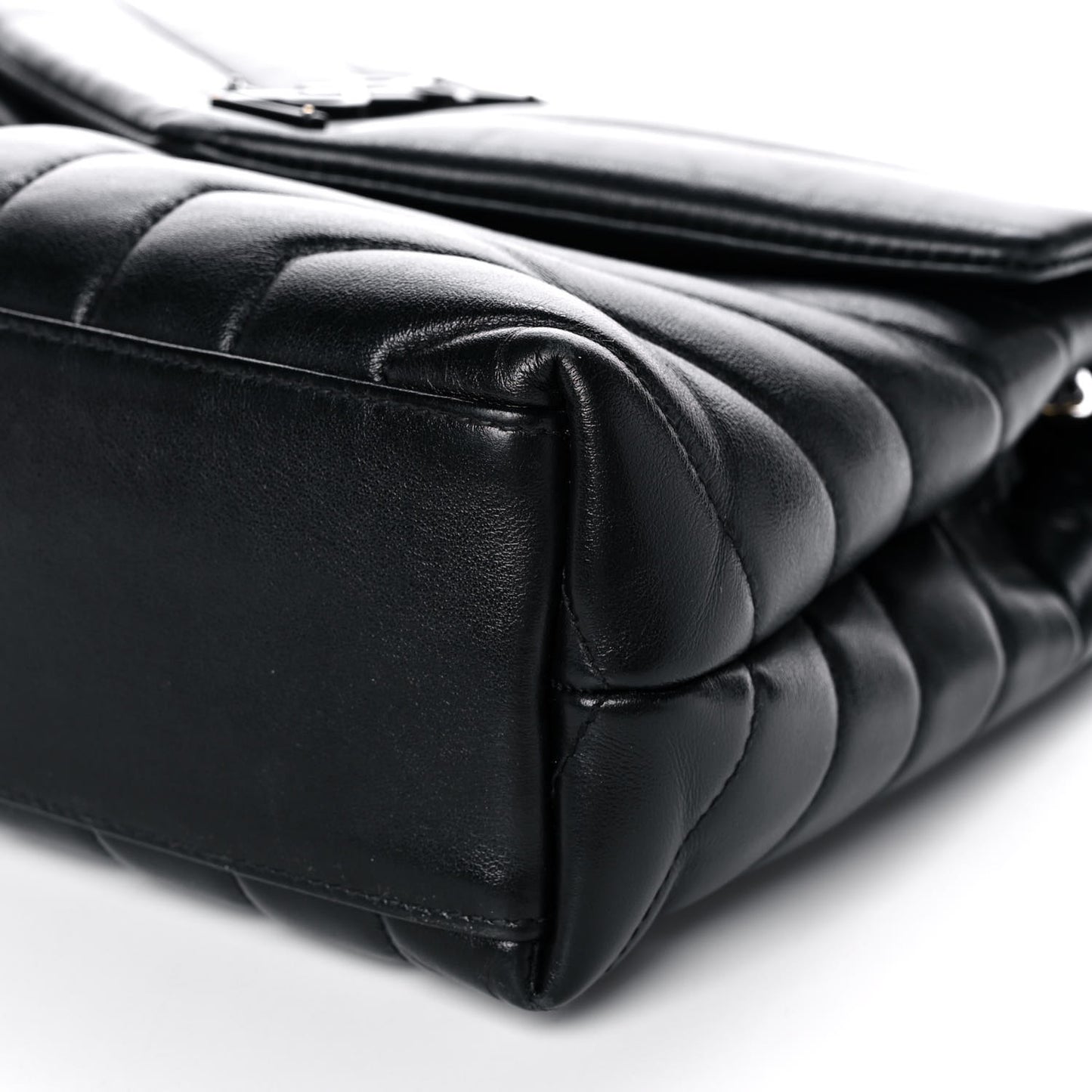 Calfskin Y Quilted Monogram Small Loulou Chain Satchel Black